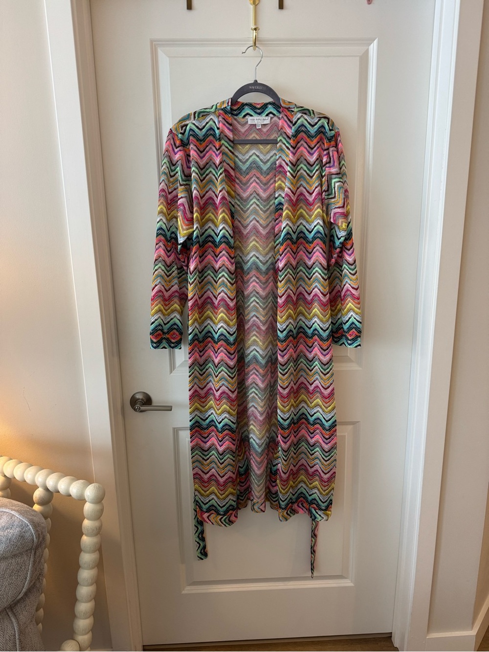 Never Fully Dressed Multicolor Chevron Knit Coverup Cardigan Size 10 (Large)